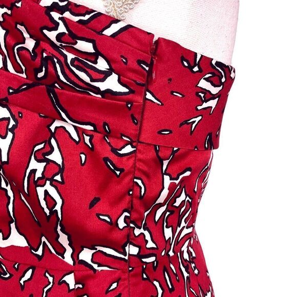 The Limited Strapless Red, Black & White Coral Print Dress Size 6, Pockets, Line - Picture 2 of 14
